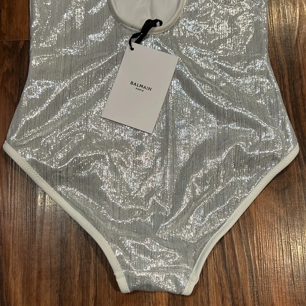 Balmain Silver One Piece With Logo